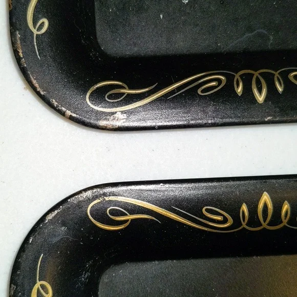 Floral  Pattern Metal Tip Trinket Tray Set of 4 - Picture 7 of 13